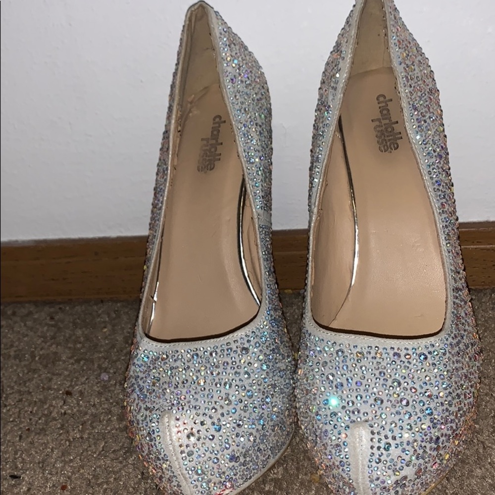 Charlotte Russe Silver Jeweled Shoes Size 8